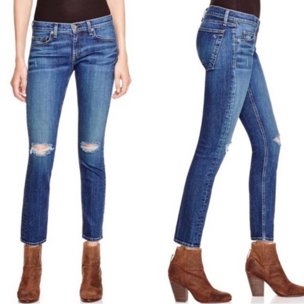 Rag & bone Tomboy Burnley Distressed Skinny Jeans 26
